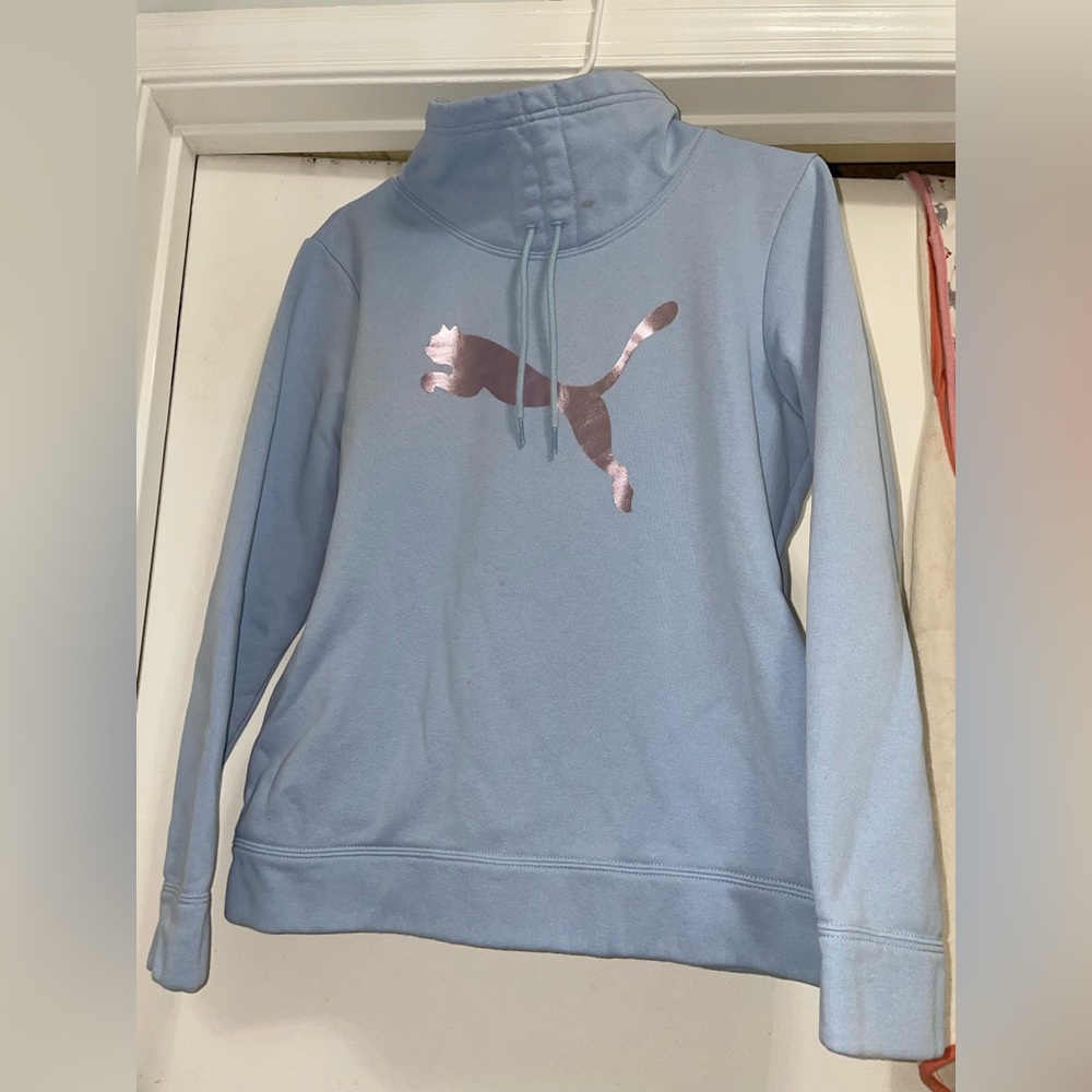 PUMA | Women’s Sweatshirt Mock Neck | Baby Blue - Size Medium
